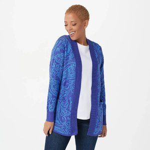 Isaac Mizrahi Live! Paisley Double Knit Jacquard Cardigan